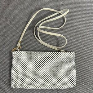 Whiting & Davis Chic White Metal Mesh small Crossbody Bag